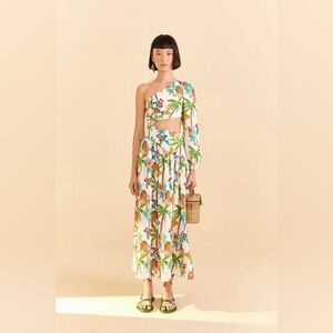 farm rio tropical paradise one shoulder midi dress